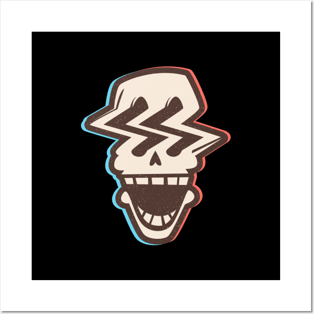 Funny scary broken glitch skull with smile Wall Art by VectorVision